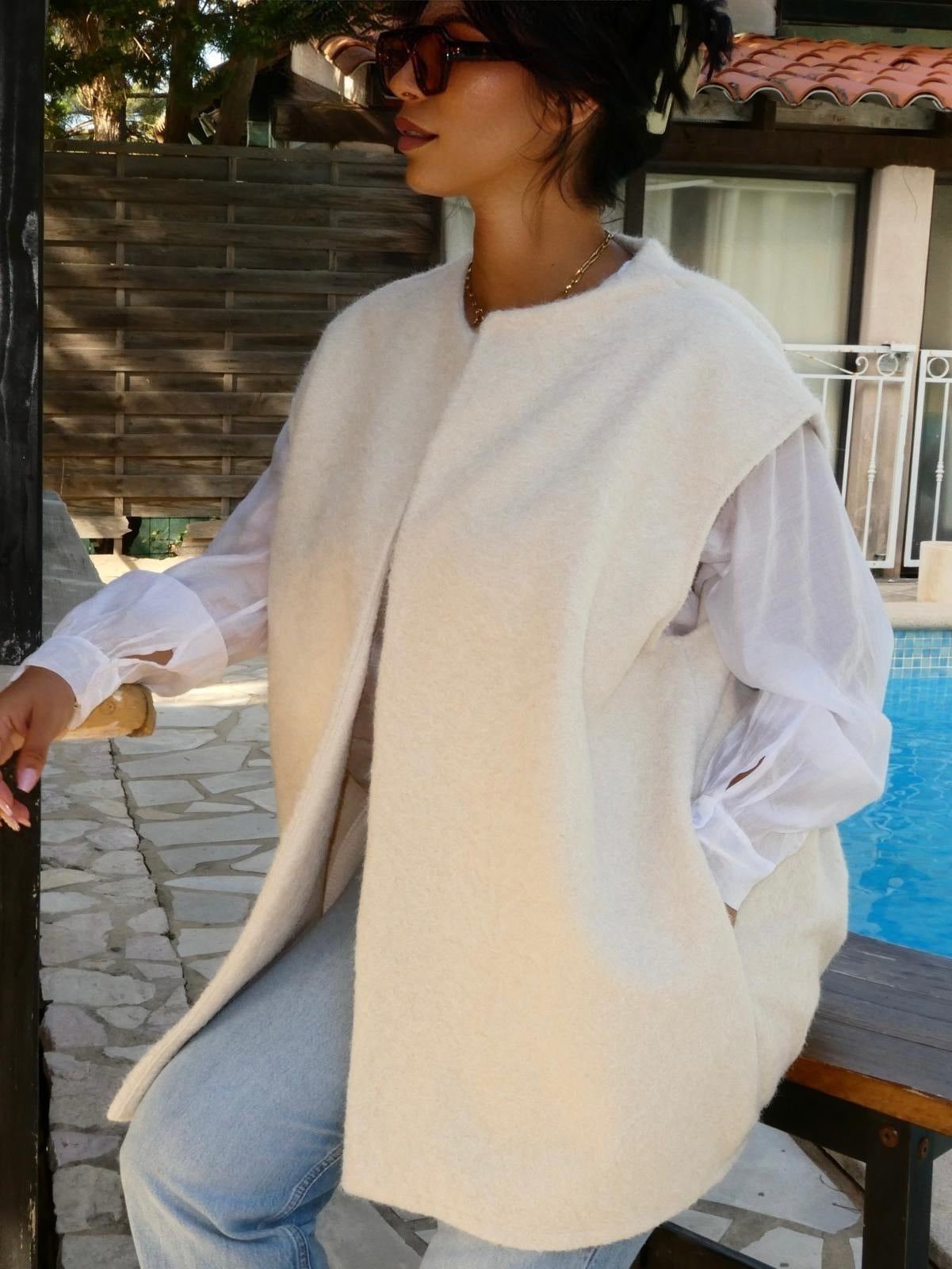 Gilet long sans manche